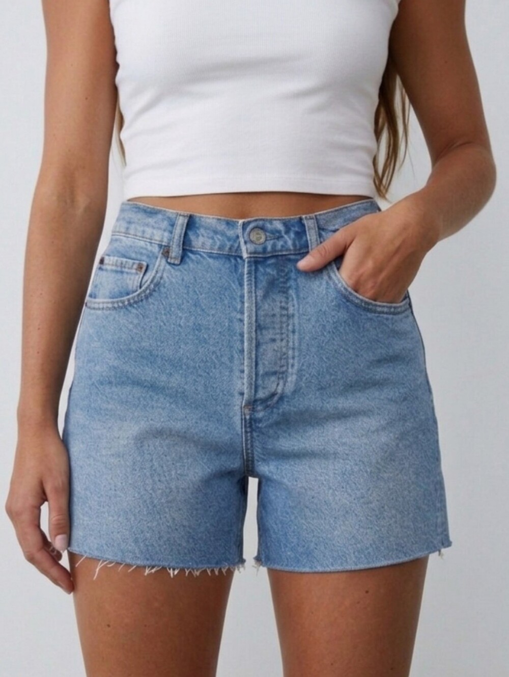 Boyish Monty High Rise Straight Denim Shorts 27 Organic Cotton Button Fly
